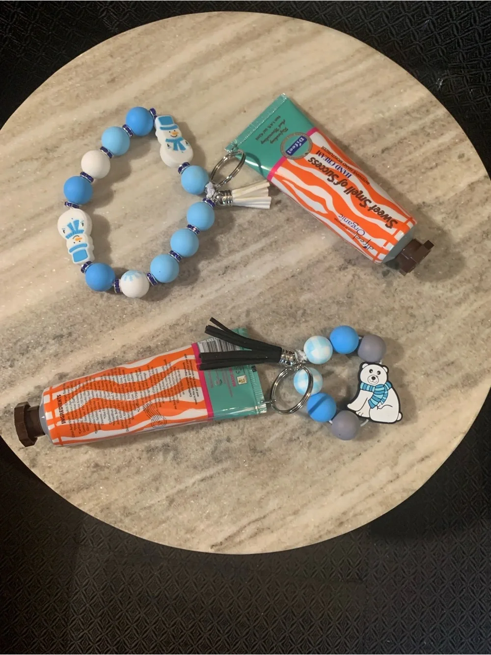 Hand Cream Keychain Wristlet with Teal & Orange Tube - Unknown Brand
